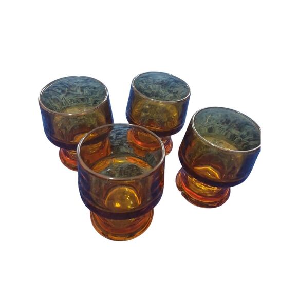 Set of 4 Libby Glass Company Georgian Honeycomb Tumbler Amber Glass 4" Tall - Picture 1 of 4